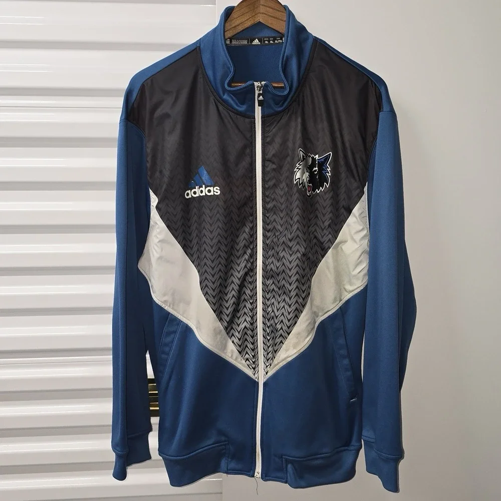 Adidas Minnesota Timberwolves Full Zip Track Jacket Mens XL NBA Blue Black